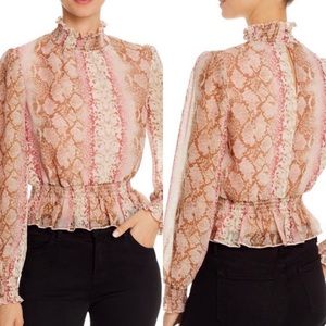 Lucy Paris Snakeskin Print Smocked Top